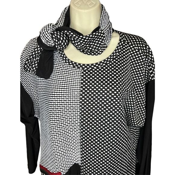 IC by Connie K Black & White Asymmetrical Tunic Top Size Large - Picture 6 of 12